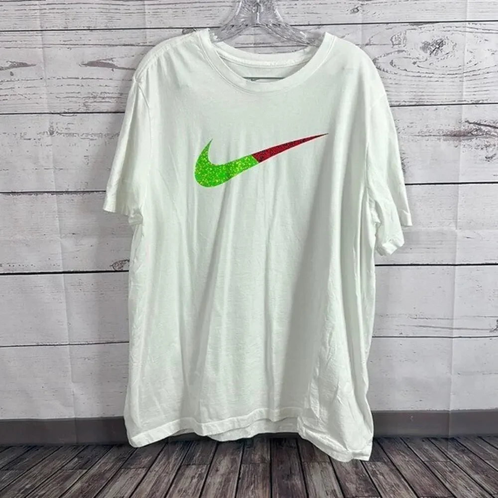 Nike Tee Shirt Top Mens XL White Logo Short Sleeve Crew‎ Basic Gym Every Day
